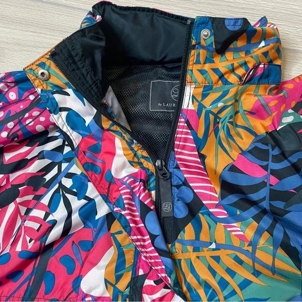 Lauren James Tropical Leaf Wind Breaker Rain Light Hooded Jacket Women’s Size M - Picture 3 of 14
